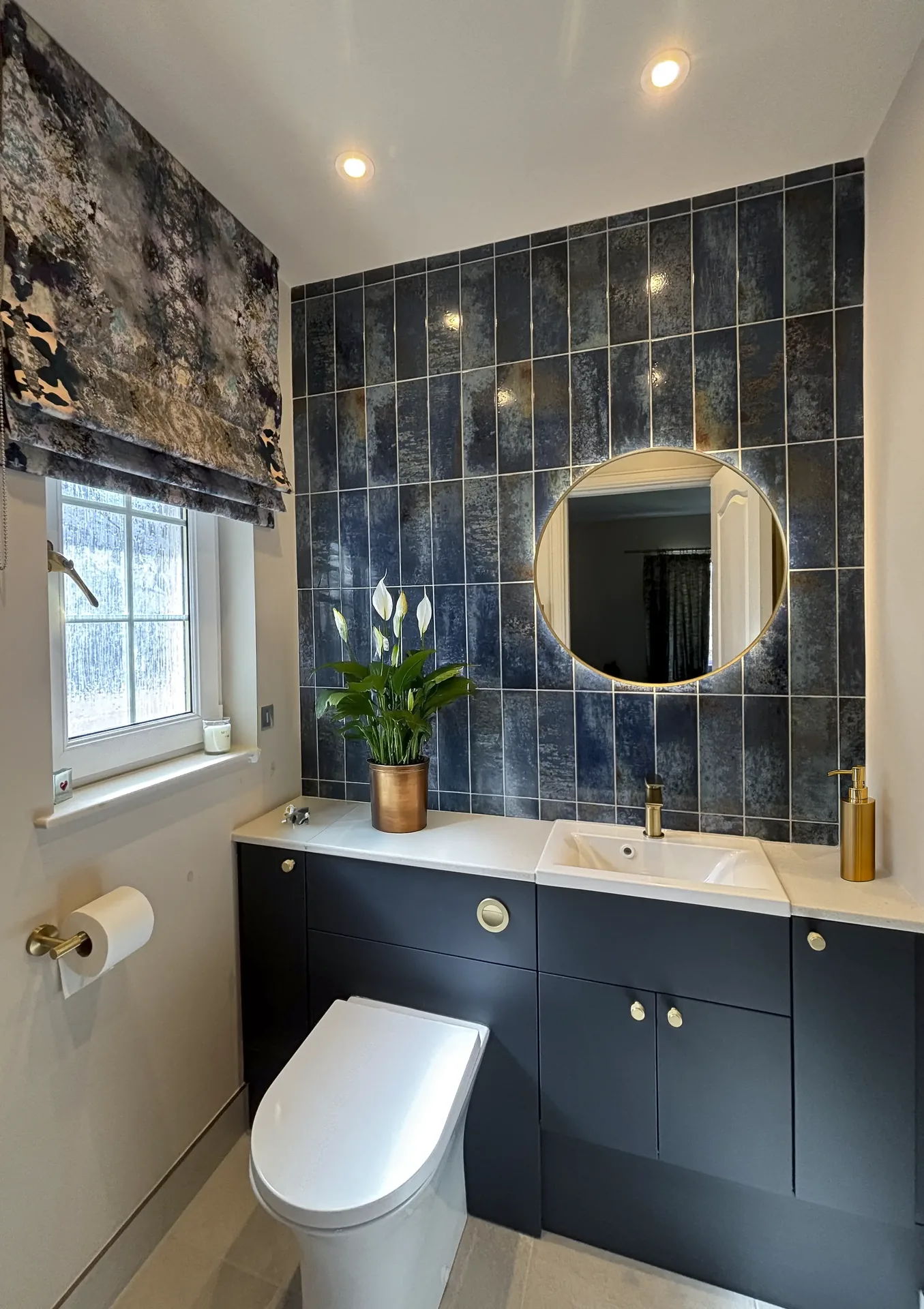 Luxury bathroom with decorative tiles